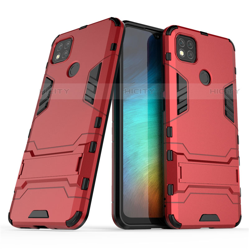 Custodia Silicone e Plastica Opaca Cover con Supporto per Xiaomi Redmi 9C
