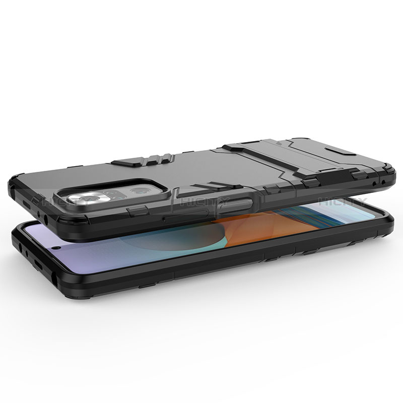 Custodia Silicone e Plastica Opaca Cover con Supporto per Xiaomi Redmi Note 10 Pro Max
