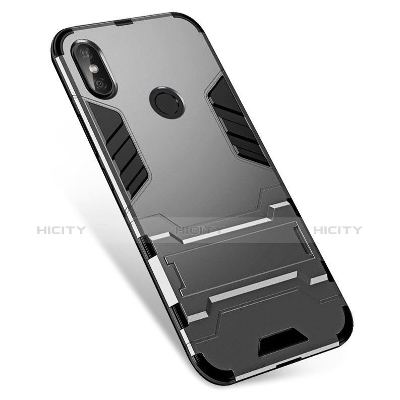 Custodia Silicone e Plastica Opaca Cover con Supporto per Xiaomi Redmi Note 5 Grigio