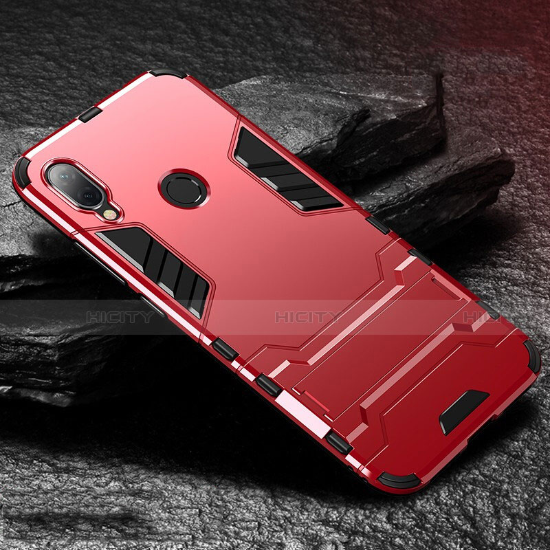 Custodia Silicone e Plastica Opaca Cover con Supporto per Xiaomi Redmi Note 7 Pro Rosso