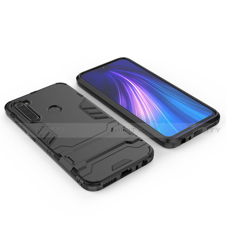 Custodia Silicone e Plastica Opaca Cover con Supporto per Xiaomi Redmi Note 8 (2021)