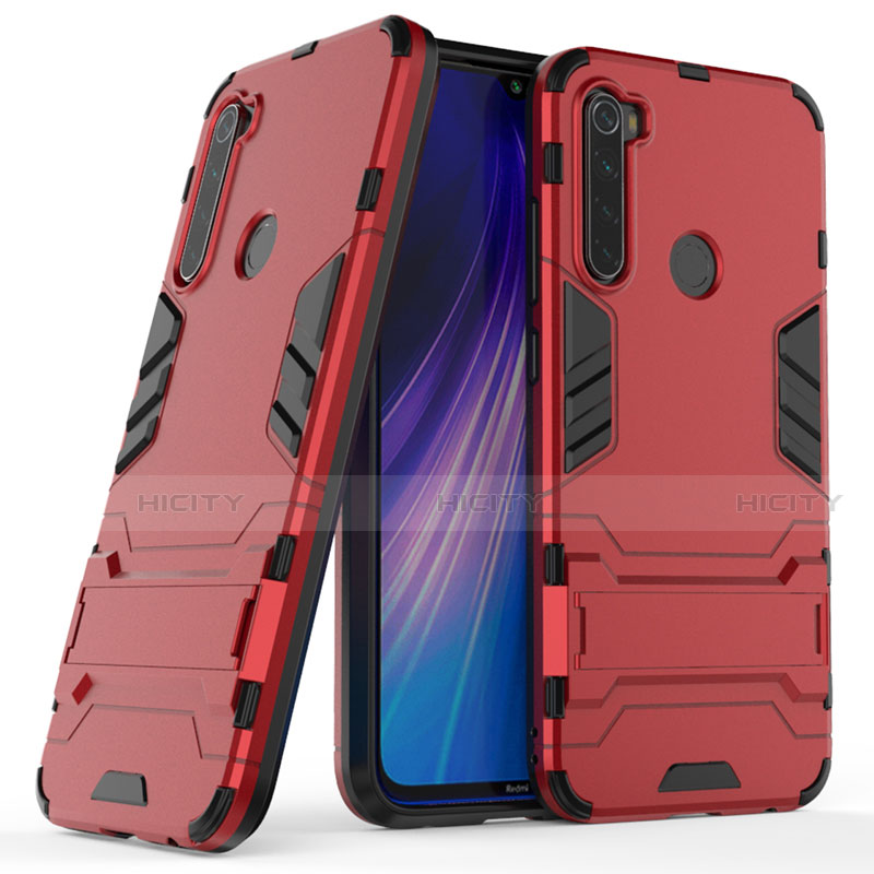 Custodia Silicone e Plastica Opaca Cover con Supporto per Xiaomi Redmi Note 8 (2021)