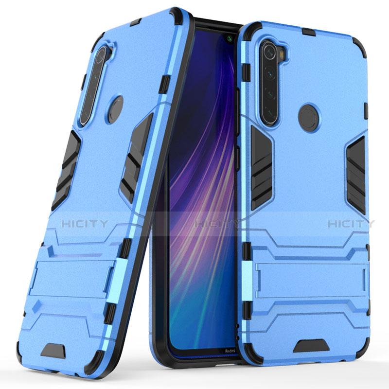 Custodia Silicone e Plastica Opaca Cover con Supporto per Xiaomi Redmi Note 8 (2021)