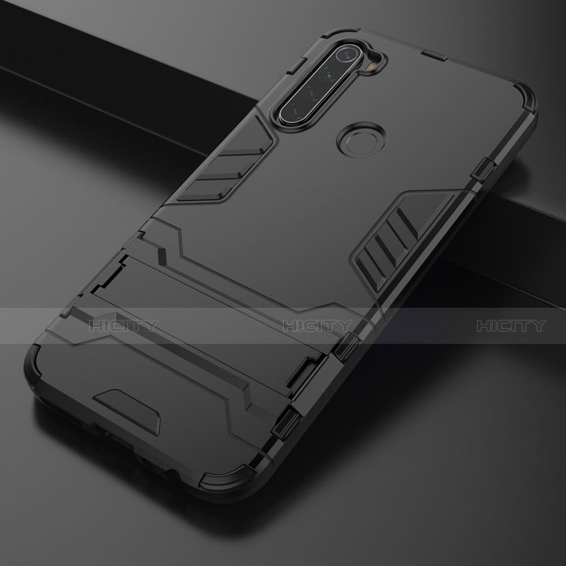 Custodia Silicone e Plastica Opaca Cover con Supporto per Xiaomi Redmi Note 8 Nero