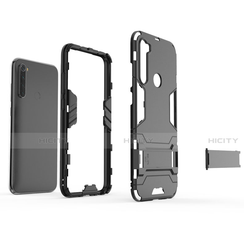 Custodia Silicone e Plastica Opaca Cover con Supporto per Xiaomi Redmi Note 8T