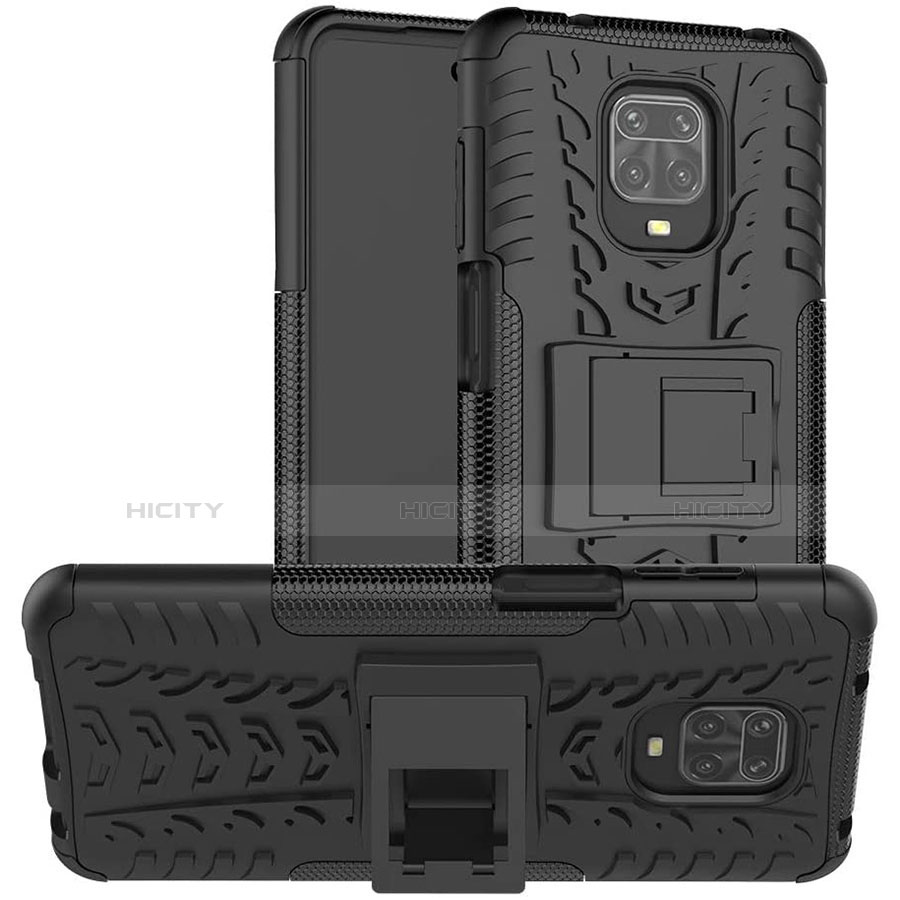 Custodia Silicone e Plastica Opaca Cover con Supporto per Xiaomi Redmi Note 9 Pro Max