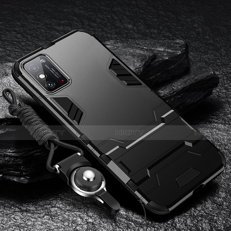 Custodia Silicone e Plastica Opaca Cover con Supporto R01 per Huawei Honor X10 Max 5G