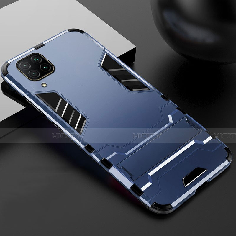 Custodia Silicone e Plastica Opaca Cover con Supporto R01 per Huawei Nova 6 SE Blu