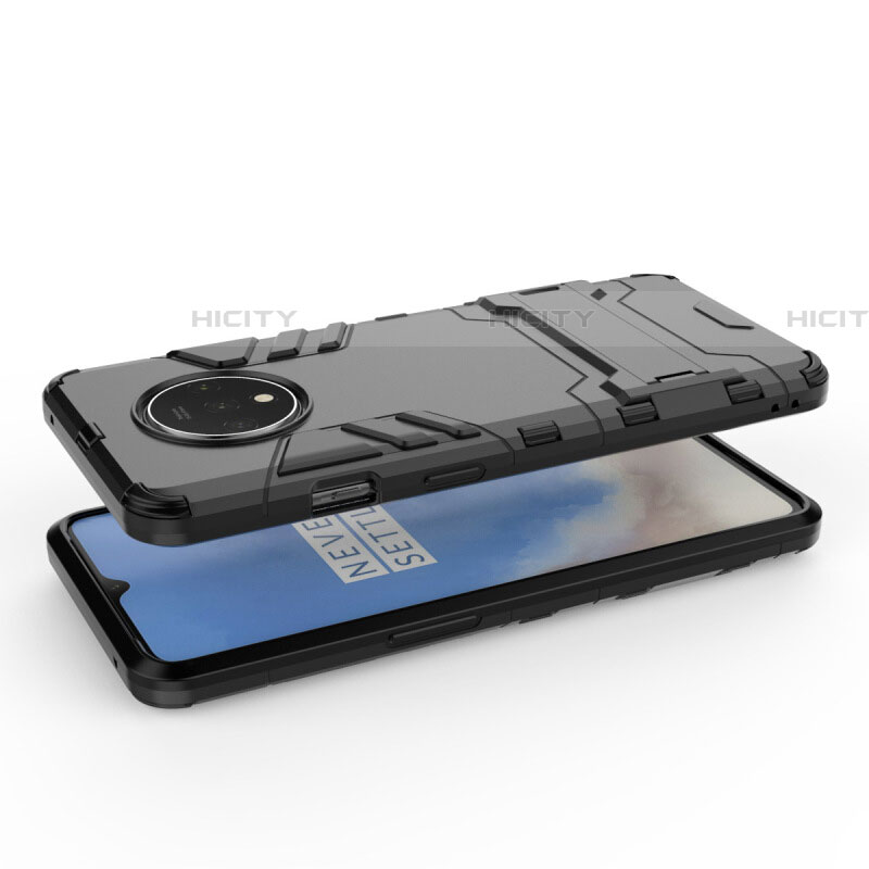 Custodia Silicone e Plastica Opaca Cover con Supporto R01 per OnePlus 7T