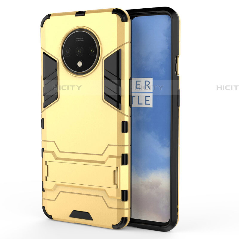 Custodia Silicone e Plastica Opaca Cover con Supporto R01 per OnePlus 7T