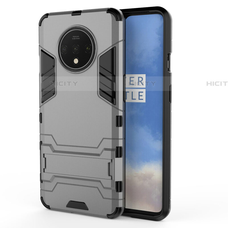 Custodia Silicone e Plastica Opaca Cover con Supporto R01 per OnePlus 7T