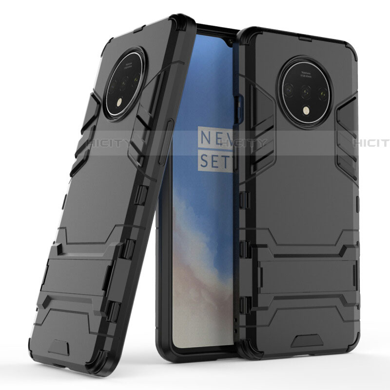 Custodia Silicone e Plastica Opaca Cover con Supporto R01 per OnePlus 7T