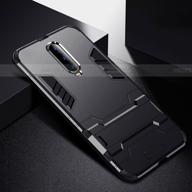 Custodia Silicone e Plastica Opaca Cover con Supporto R01 per Oppo RX17 Pro Nero