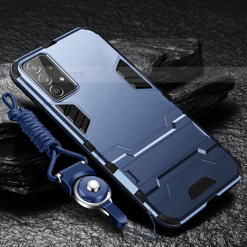 Custodia Silicone e Plastica Opaca Cover con Supporto R01 per Samsung Galaxy A33 5G Blu
