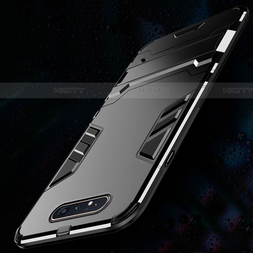 Custodia Silicone e Plastica Opaca Cover con Supporto R01 per Samsung Galaxy A80