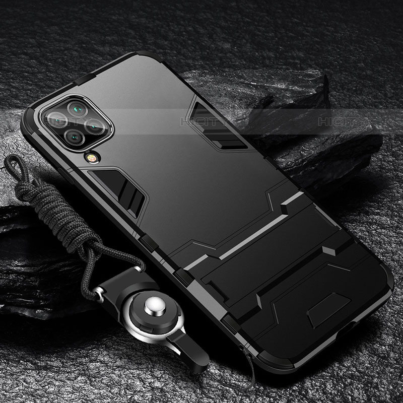Custodia Silicone e Plastica Opaca Cover con Supporto R01 per Samsung Galaxy M33 5G Nero