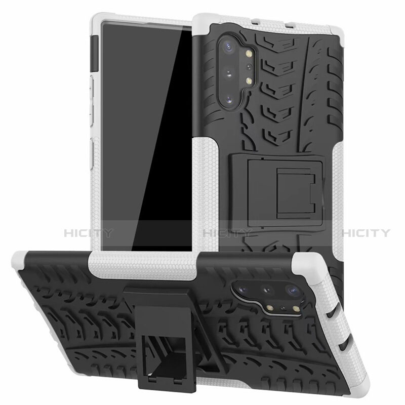 Custodia Silicone e Plastica Opaca Cover con Supporto R01 per Samsung Galaxy Note 10 Plus