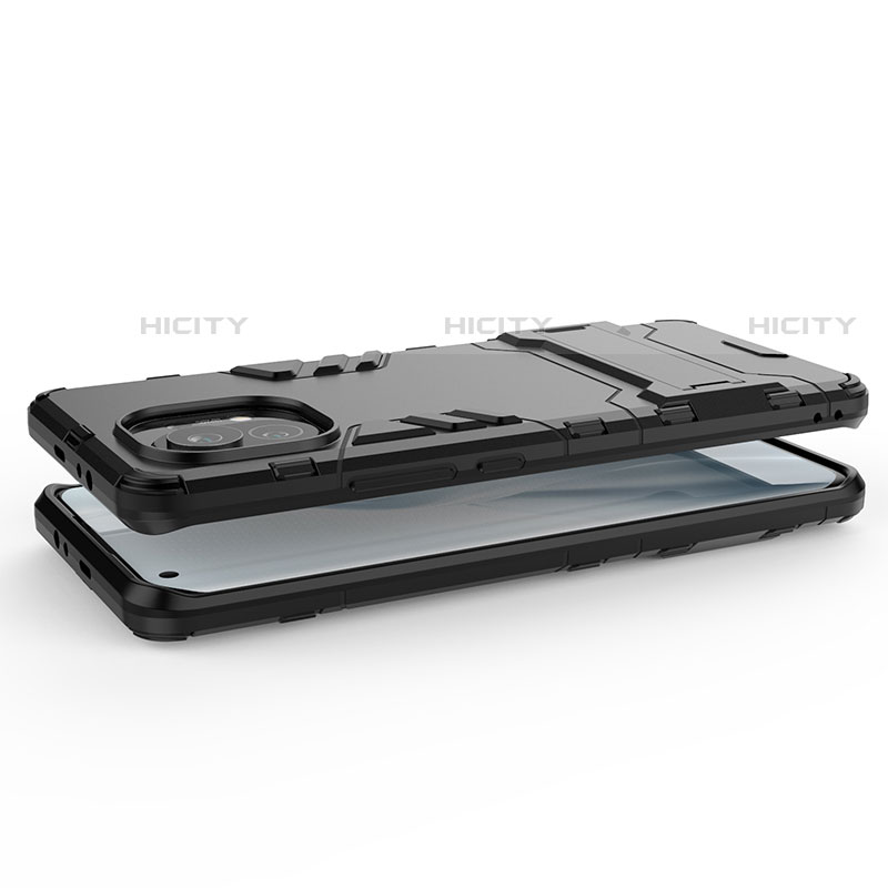 Custodia Silicone e Plastica Opaca Cover con Supporto R01 per Xiaomi Mi 11 5G
