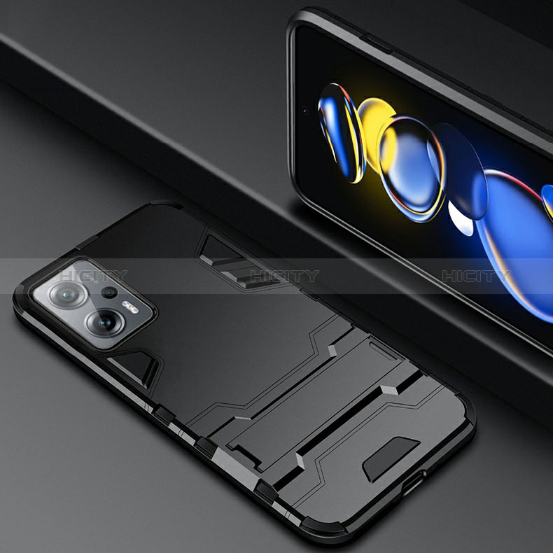 Custodia Silicone e Plastica Opaca Cover con Supporto R01 per Xiaomi Poco X4 GT 5G