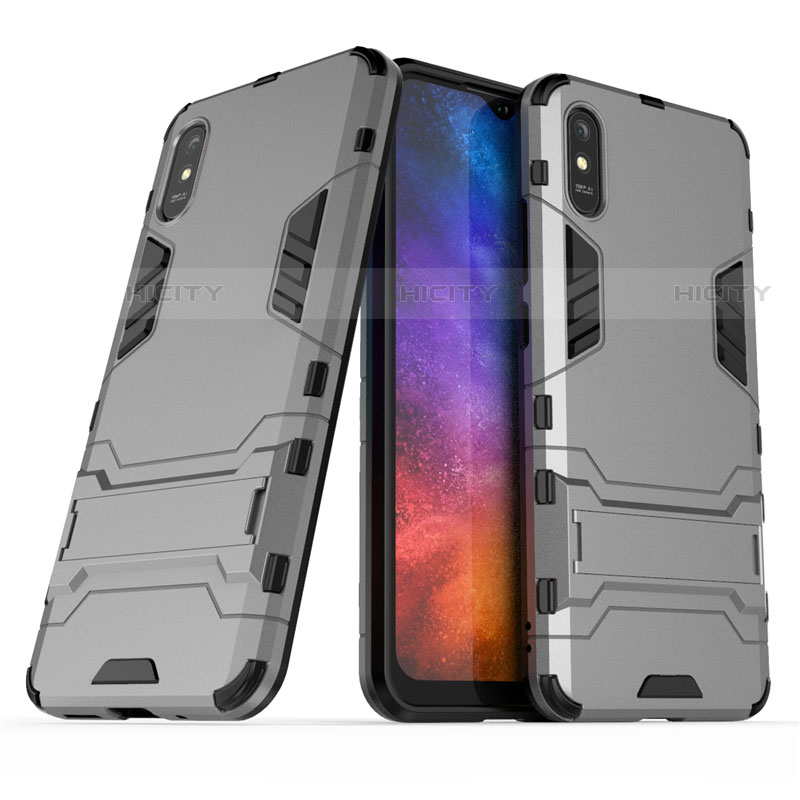 Custodia Silicone e Plastica Opaca Cover con Supporto R01 per Xiaomi Redmi 9A