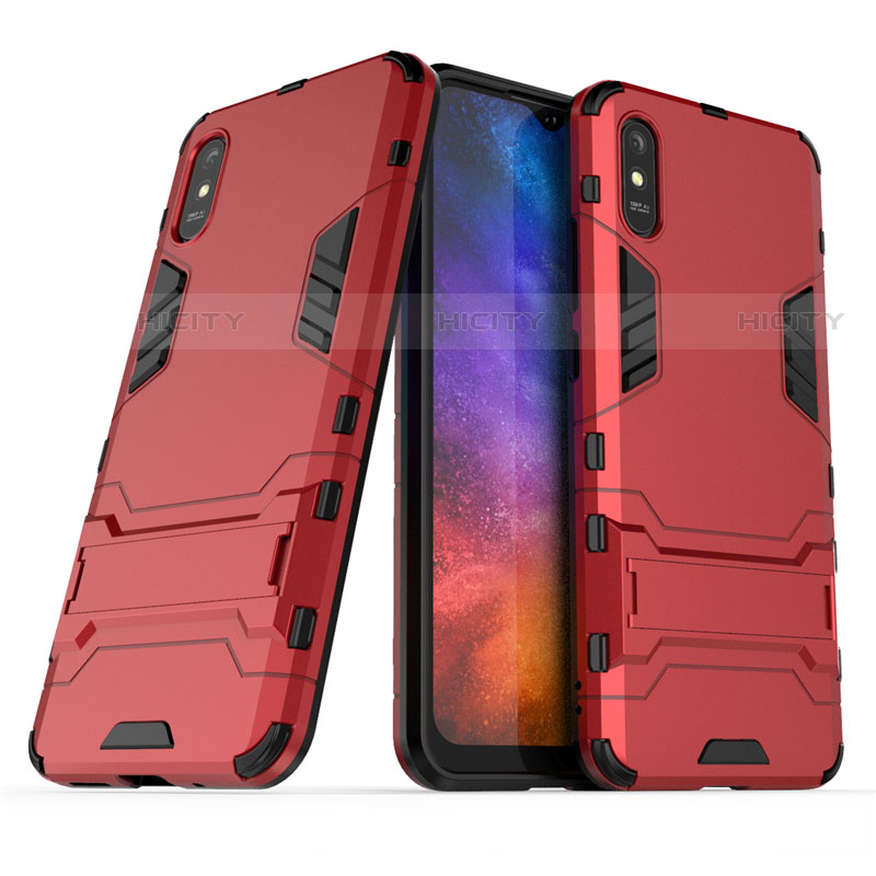 Custodia Silicone e Plastica Opaca Cover con Supporto R01 per Xiaomi Redmi 9AT