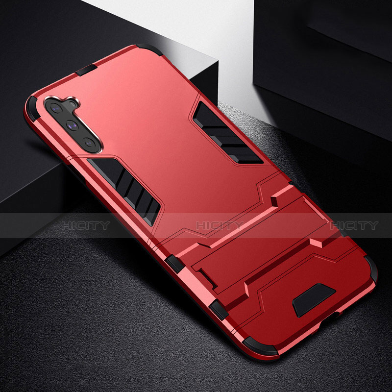 Custodia Silicone e Plastica Opaca Cover con Supporto R02 per Samsung Galaxy Note 10 5G Rosso