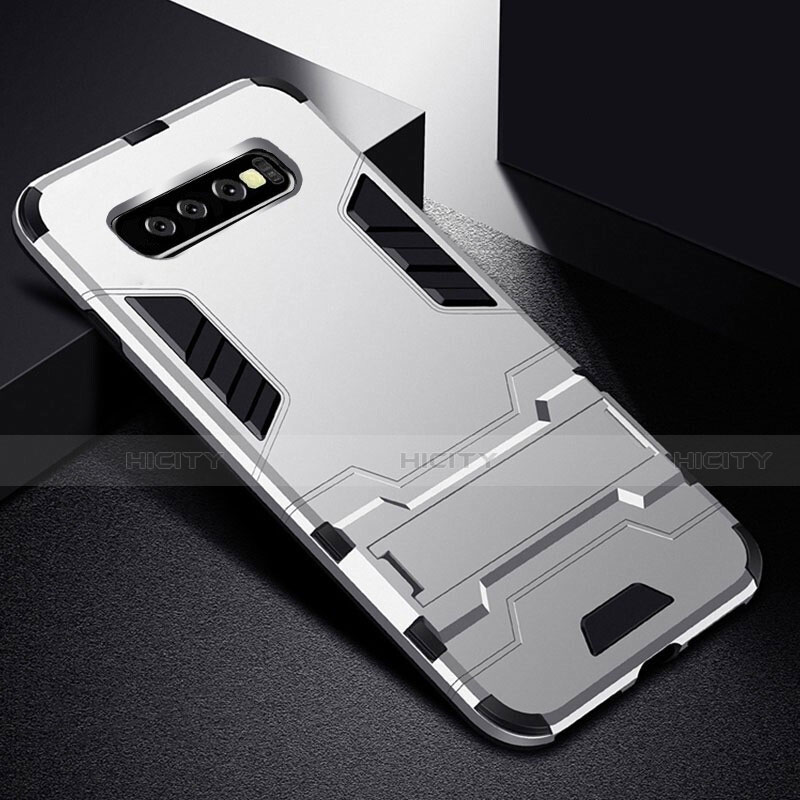 Custodia Silicone e Plastica Opaca Cover con Supporto R02 per Samsung Galaxy S10 Plus