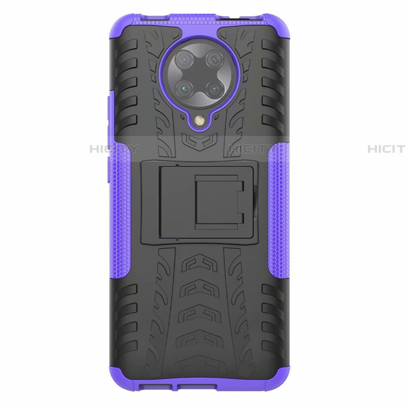 Custodia Silicone e Plastica Opaca Cover con Supporto R02 per Xiaomi Redmi K30 Pro 5G