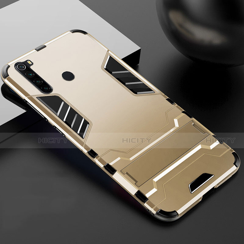 Custodia Silicone e Plastica Opaca Cover con Supporto R02 per Xiaomi Redmi Note 8 (2021)