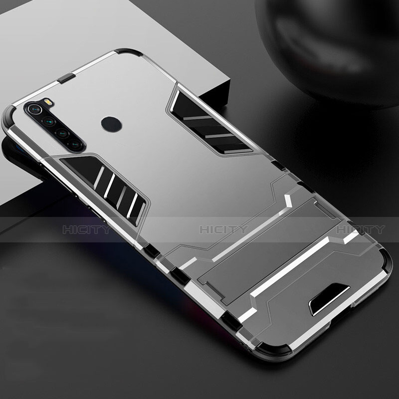 Custodia Silicone e Plastica Opaca Cover con Supporto R02 per Xiaomi Redmi Note 8 (2021)