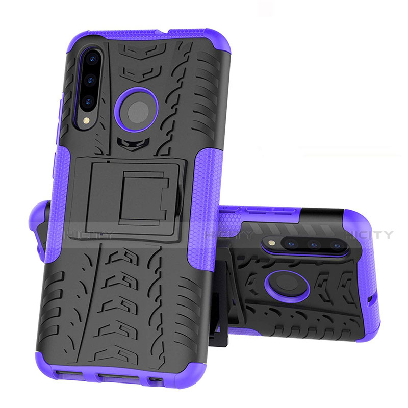 Custodia Silicone e Plastica Opaca Cover con Supporto R03 per Huawei Honor 20 Lite Viola