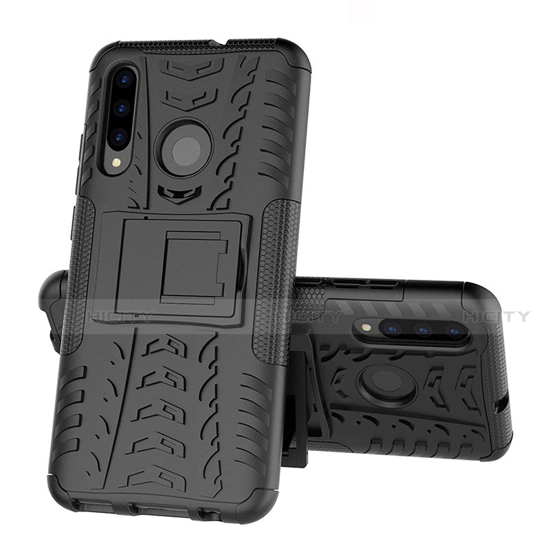 Custodia Silicone e Plastica Opaca Cover con Supporto R03 per Huawei P Smart+ Plus (2019) Nero