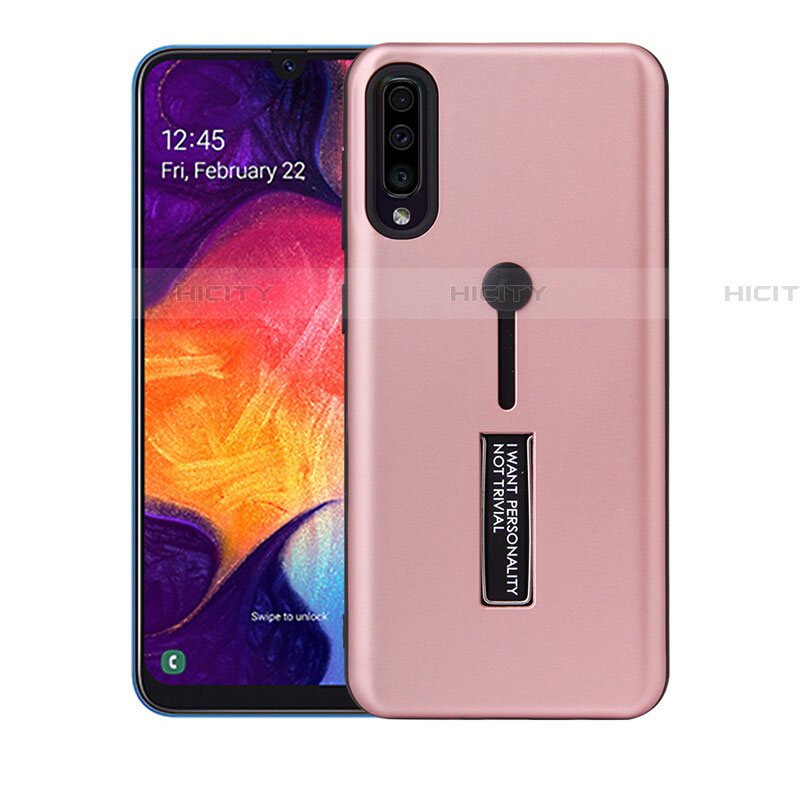 Custodia Silicone e Plastica Opaca Cover con Supporto R04 per Samsung Galaxy A70