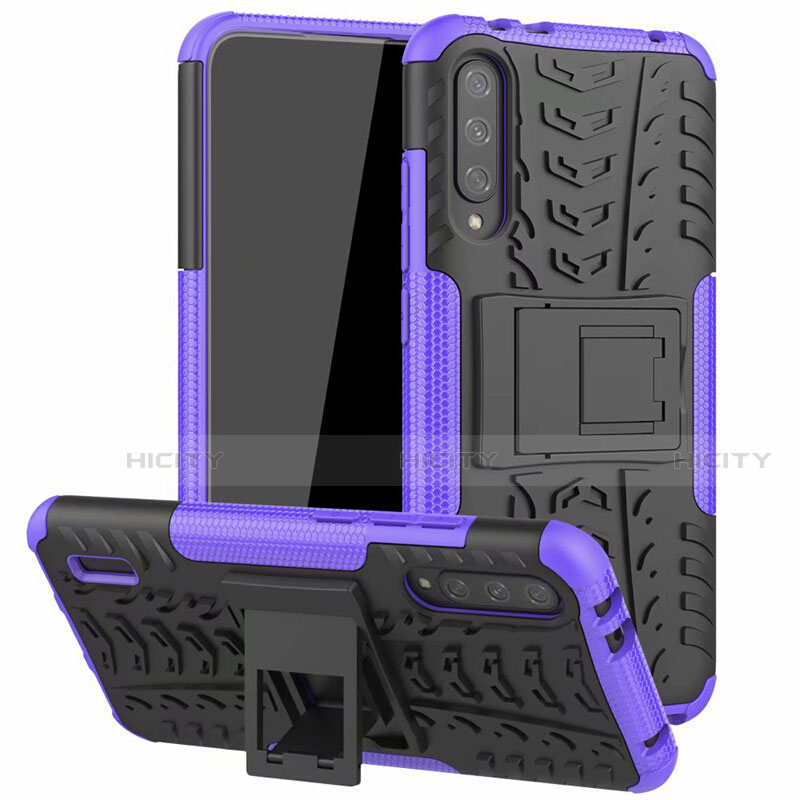 Custodia Silicone e Plastica Opaca Cover con Supporto R04 per Xiaomi Mi A3 Viola
