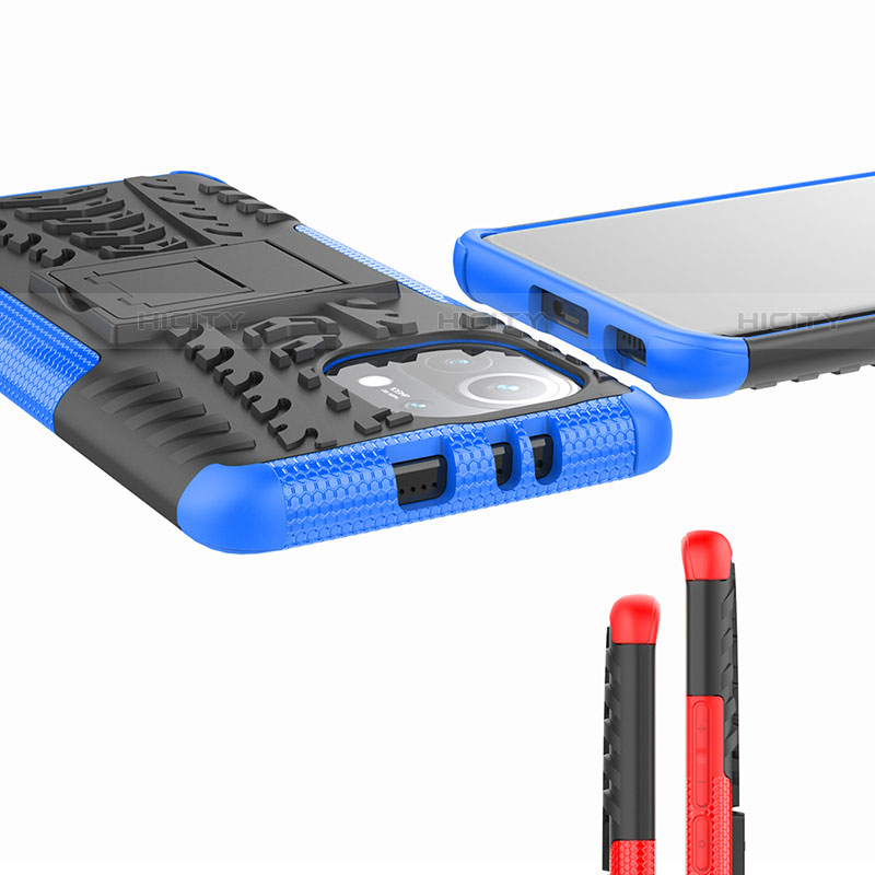 Custodia Silicone e Plastica Opaca Cover con Supporto R06 per Xiaomi Mi 11 Lite 4G