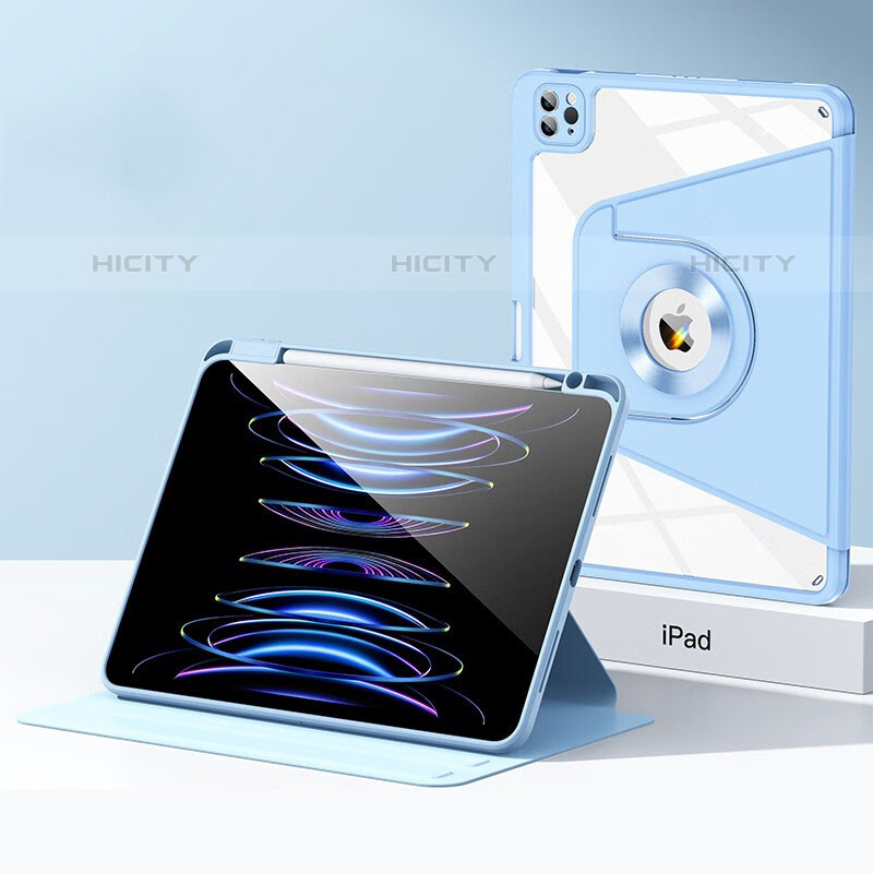 Custodia Silicone e Plastica Opaca Cover con Supporto S01 per Apple iPad Pro 12.9 (2020) Blu
