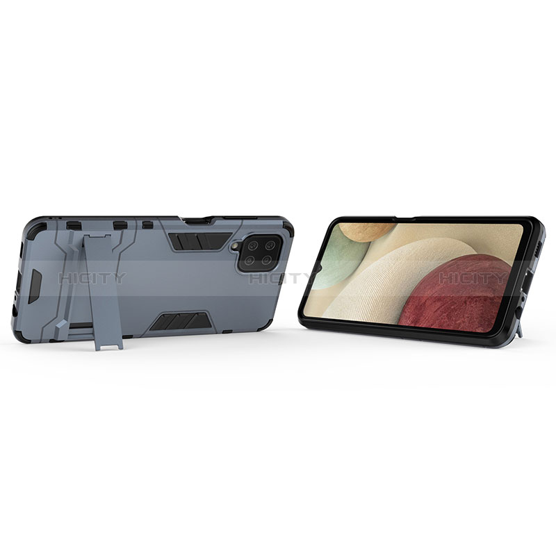 Custodia Silicone e Plastica Opaca Cover con Supporto T01 per Samsung Galaxy A12 Nacho