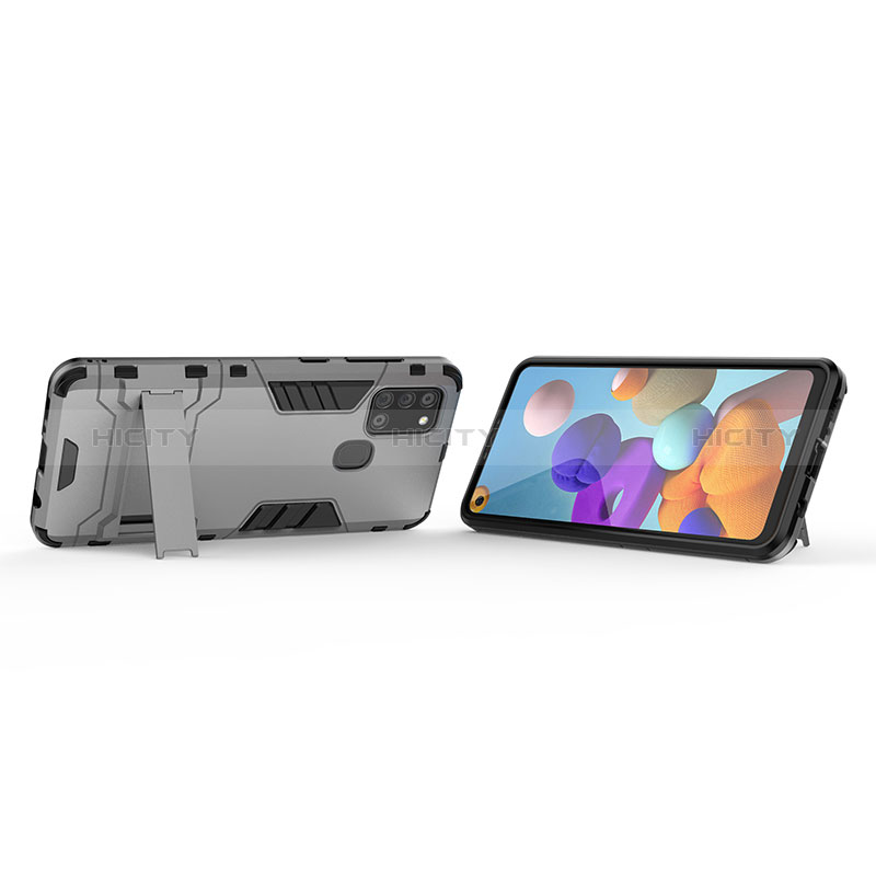 Custodia Silicone e Plastica Opaca Cover con Supporto T01 per Samsung Galaxy A21s