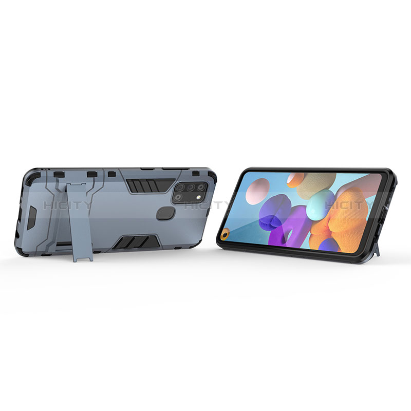 Custodia Silicone e Plastica Opaca Cover con Supporto T01 per Samsung Galaxy A21s