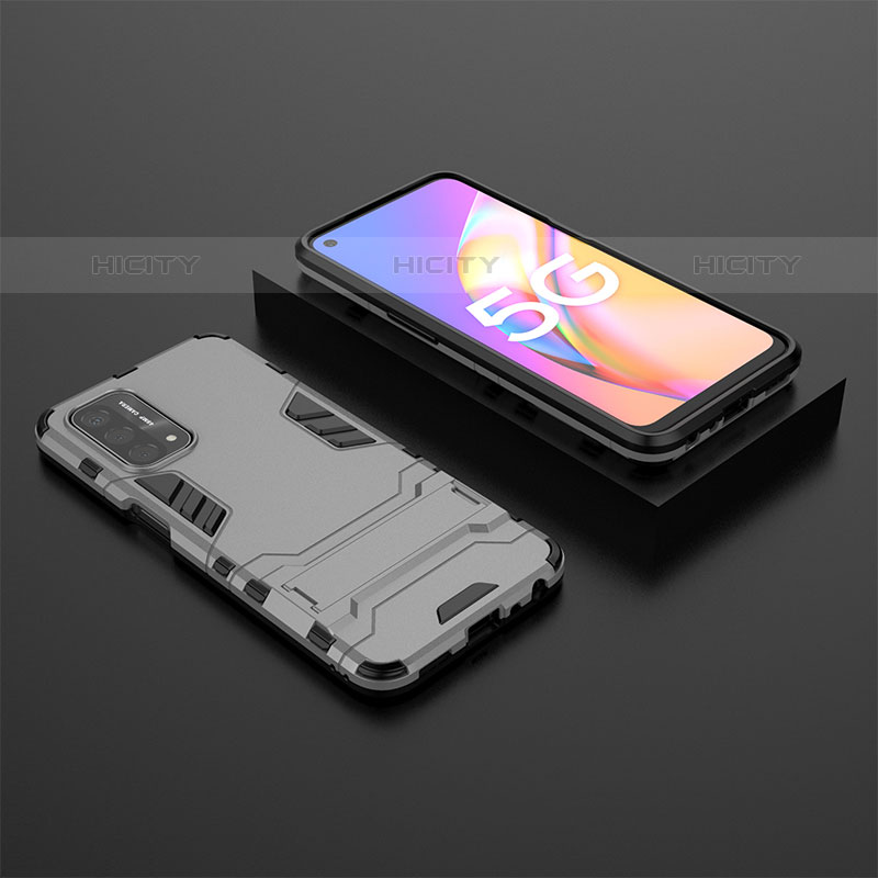 Custodia Silicone e Plastica Opaca Cover con Supporto T02 per OnePlus Nord N200 5G