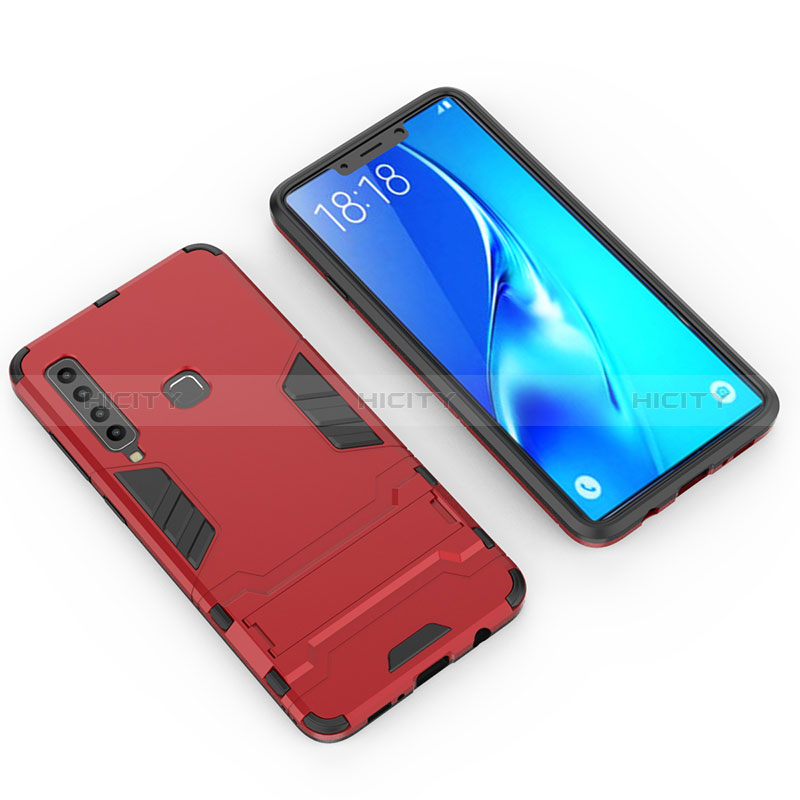 Custodia Silicone e Plastica Opaca Cover con Supporto T02 per Samsung Galaxy A9 (2018) A920 Rosso