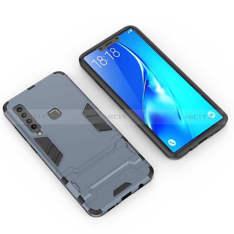 Custodia Silicone e Plastica Opaca Cover con Supporto T02 per Samsung Galaxy A9s Blu