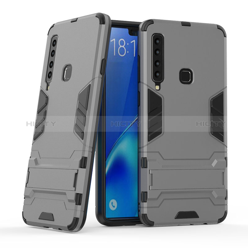 Custodia Silicone e Plastica Opaca Cover con Supporto T03 per Samsung Galaxy A9s Grigio