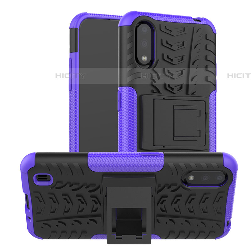 Custodia Silicone e Plastica Opaca Cover con Supporto T04 per Samsung Galaxy A01 SM-A015