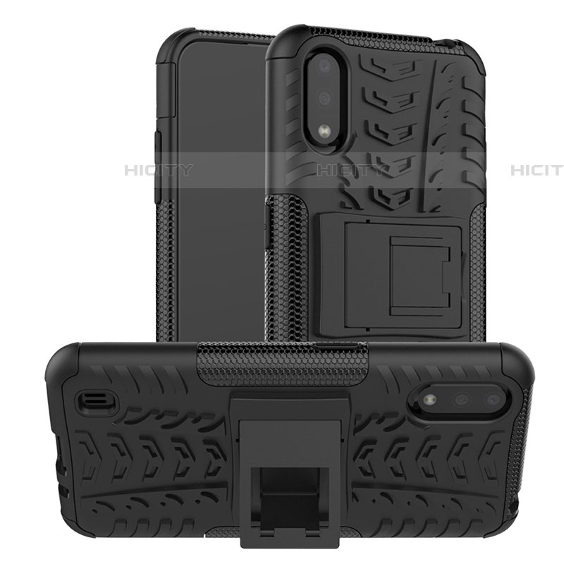 Custodia Silicone e Plastica Opaca Cover con Supporto T04 per Samsung Galaxy A01 SM-A015