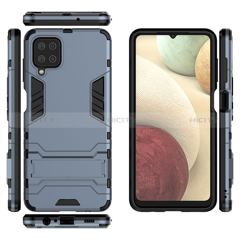 Custodia Silicone e Plastica Opaca Cover con Supporto T04 per Samsung Galaxy A12 Nacho