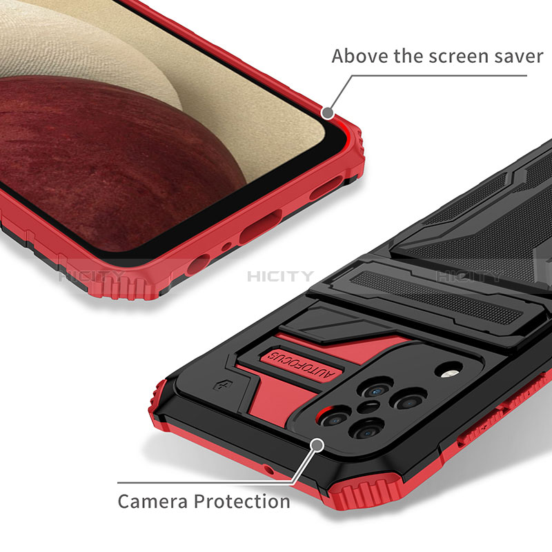 Custodia Silicone e Plastica Opaca Cover con Supporto YF1 per Samsung Galaxy A12 Nacho