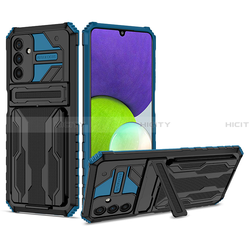 Custodia Silicone e Plastica Opaca Cover con Supporto YF1 per Samsung Galaxy A13 5G Blu