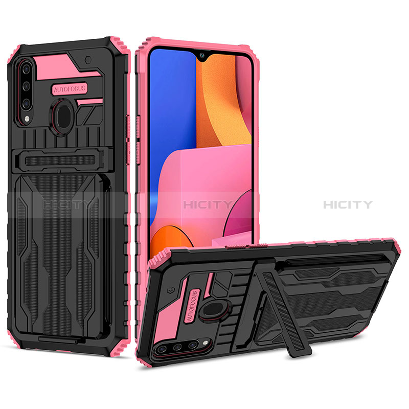 Custodia Silicone e Plastica Opaca Cover con Supporto YF1 per Samsung Galaxy A20s