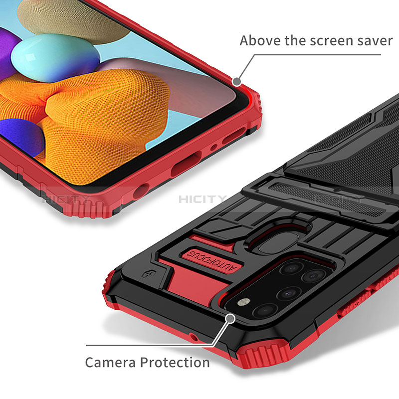 Custodia Silicone e Plastica Opaca Cover con Supporto YF1 per Samsung Galaxy A21s